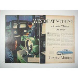 1953 General Motors Vintage Print Ad 2 Page Pontiac Oldsmobile Buick Cadillac